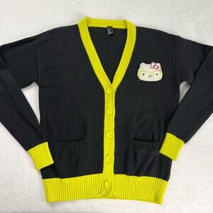 Forever 21 Hello Kitty Cardigan Sweater Nerd Glasses Kitty size Medium Black